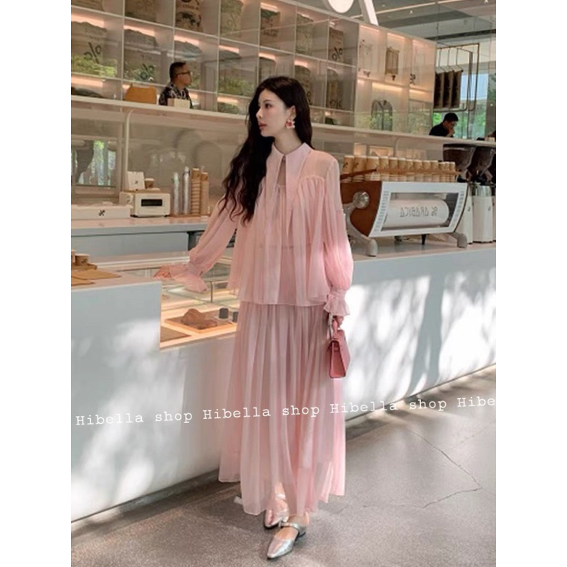 Set 2 chi tiết chất tơ lụa hồng tiểu thư