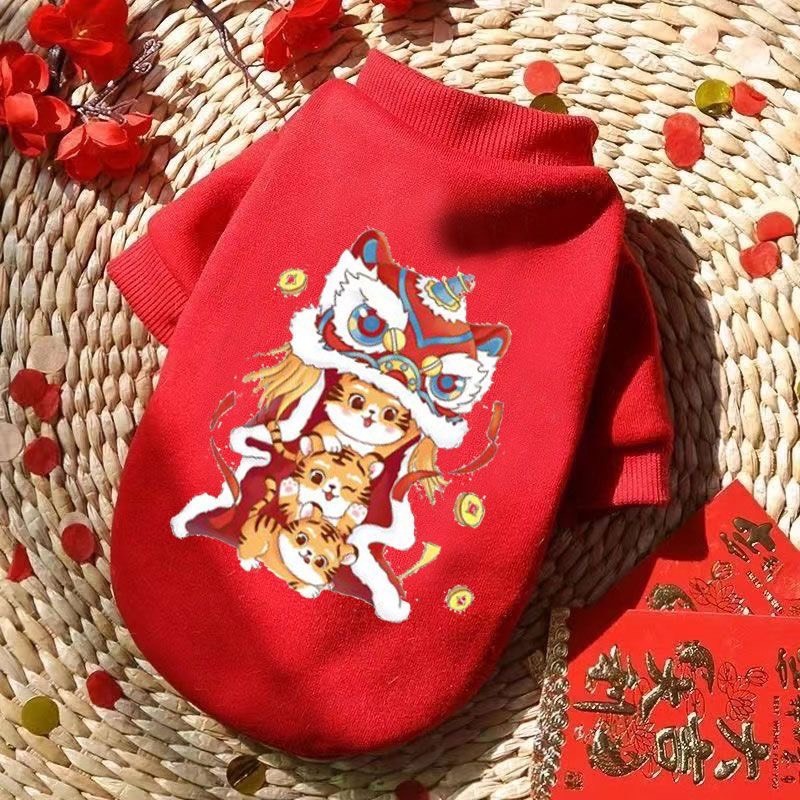 Quần áo tết giữ nhiệt cho chó mèo kèm bao lì xì may mắn dễ thương cao cấp