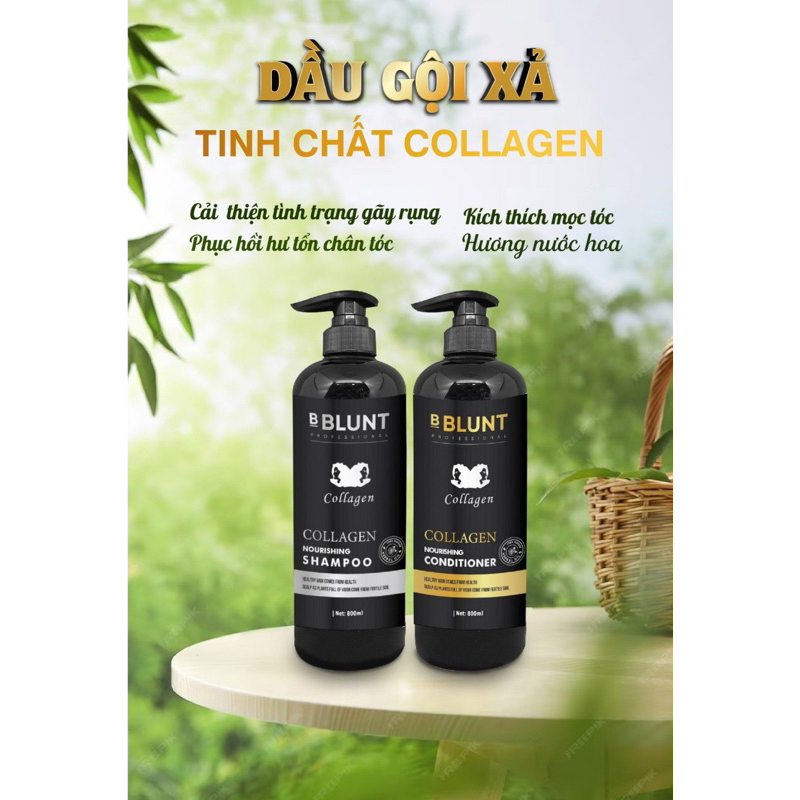 Dầu gội colagen BLUNT Siêu mượt giúp bổ sung độ ẩm, tăng sự đàn hồi, dẻo dai của sợi tóc.