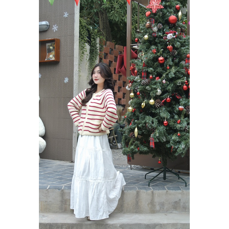 Chân váy dài 90cm chân váy dài 3 tầng phối ren 1m58store