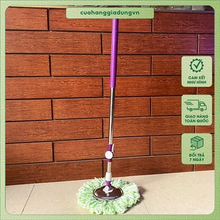 Cây lau nhà xoay 360 độ tự vắt mâm inox- chổi lau nhà inox kèm bông lau cotton siêu thấm hút