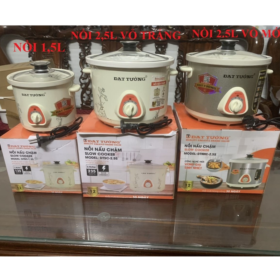 Nồi nấu chậm - Nồi nấu cháo kho thịt cá hầm xương ninh Đạt Tường  chính hãng 1,5L - 2,5L
