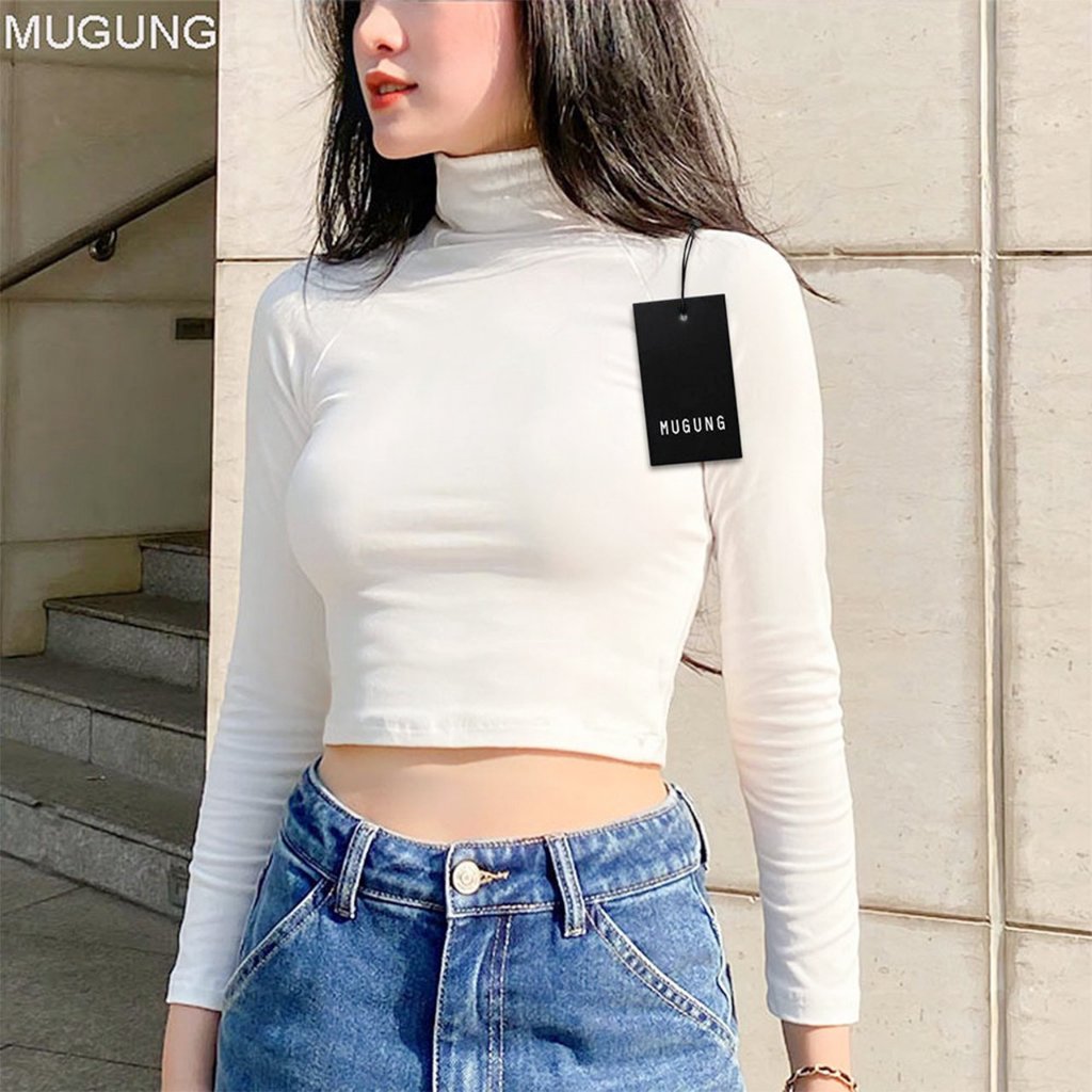 Áo croptop cổ lọ tay dài Mugung A05