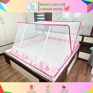 Màn Chụp Gấp Gọn Thông Minh GIA LONG Khung inox 304 , Hoa Xanh, Hoa Đỏ, Hoa Nâu, Kích Thước 1m2, 1m4, 1m6, 1m8, 2m