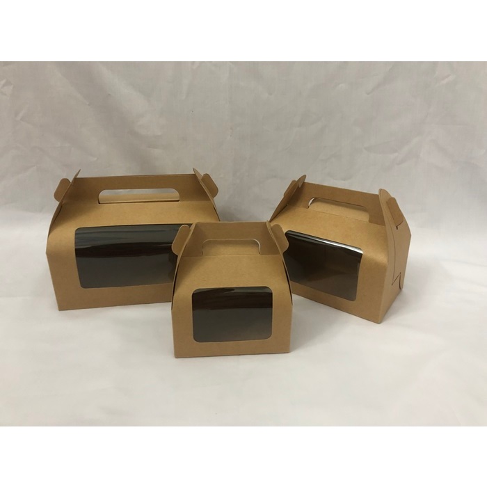 Hộp giấy kraft tay cầm để bánh cupcake kẹo/quà tặng đủ kích thước/hộp