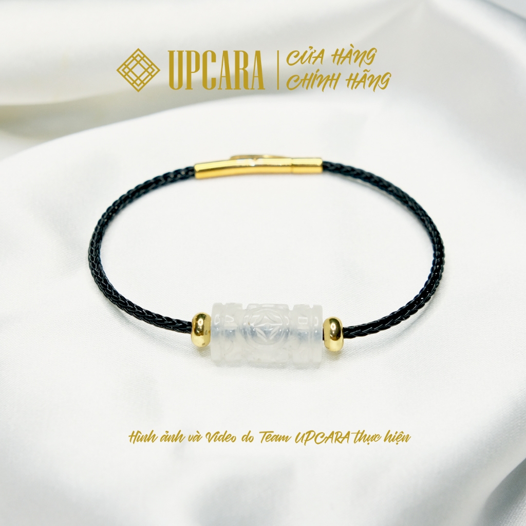 Vòng tay lu thống camthach trắng bạch thiên nhiên UPCARA