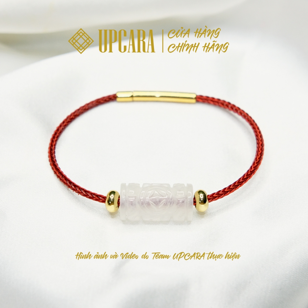 Vòng tay lu thống camthach trắng bạch thiên nhiên UPCARA