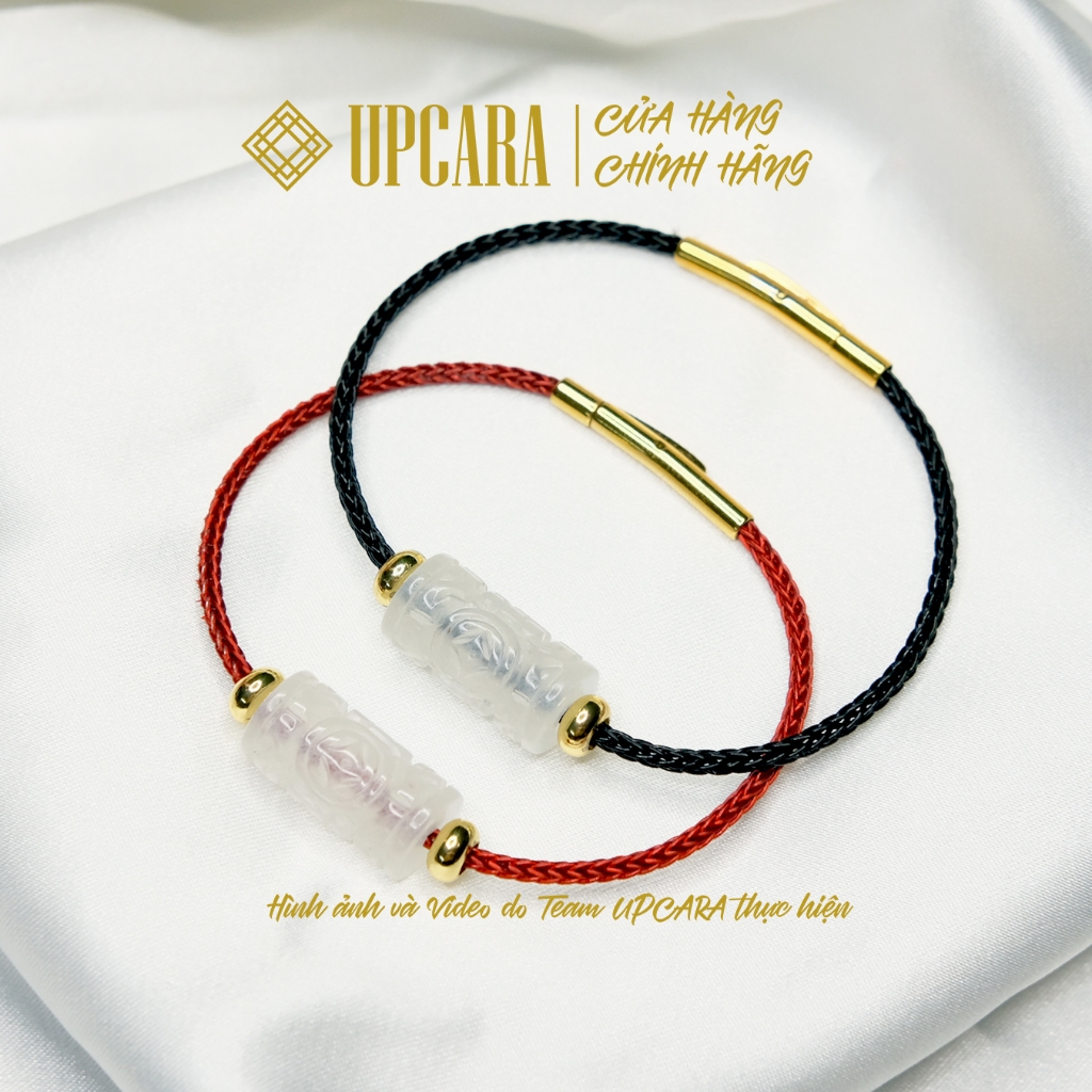 Vòng tay lu thống camthach trắng bạch thiên nhiên UPCARA