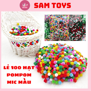 Hạt pom pom, hạt bông màu bombom mic nhiều màu