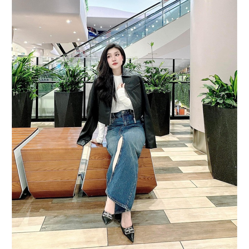 Áo da croptop Zara Authentic