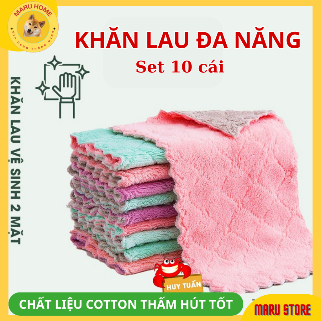 10 KHĂN LAU TAY NHÀ BẾP 2 MẶT ZICK ZAC SIÊU THẤM NƯỚC. ĐTCA