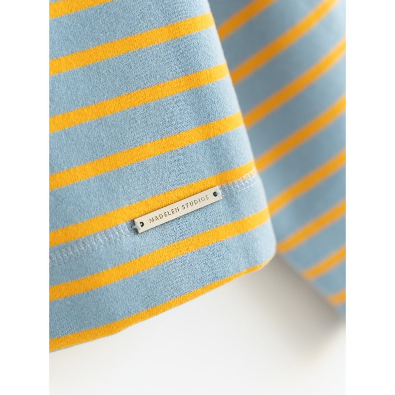 Áo sweater nỉ dài tay kẻ ngang dáng lửng MADELEN