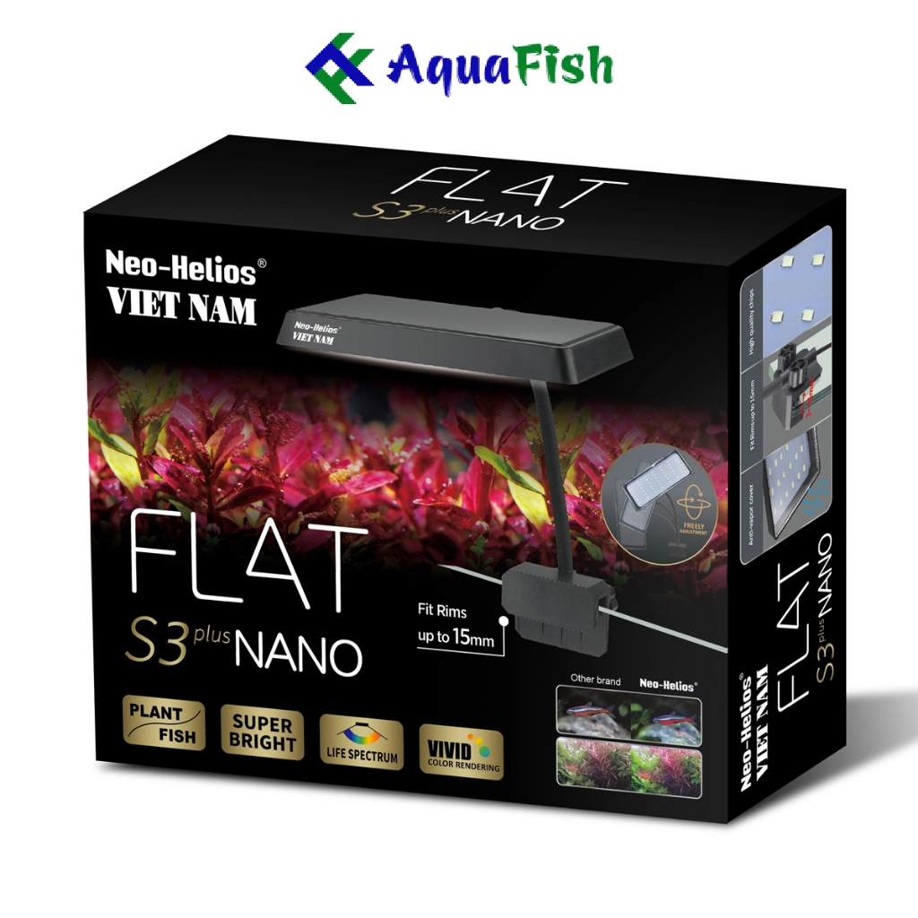 Đèn kẹp bể cá Neo Helios Flat S3 Plus Nano 13W ánh sáng giúp đỏ cá không đỏ nước