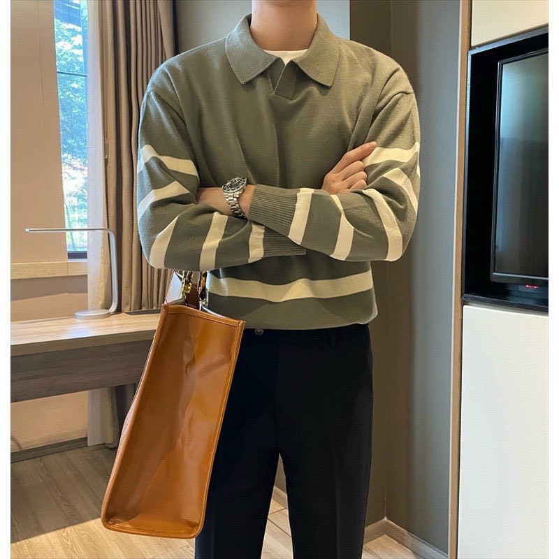 Áo len Polo dài tay nam dáng Hàn trẻ trung lịch lãm chất mềm ấm