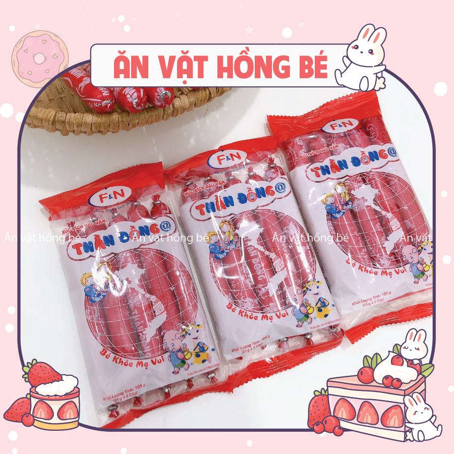 Gói Xúc xích heo hầm Thần Đồng gồm 5 cái (gói 21g) thơm ngon hấp dẫn, đồ ăn vặt hot nhất