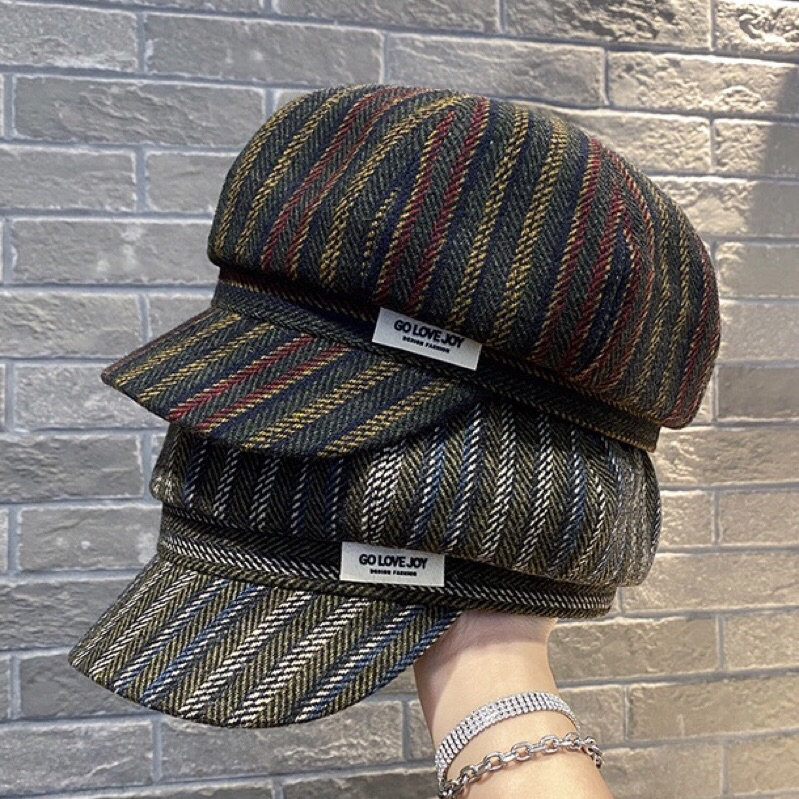 Mũ nồi mũ Beret họa tiết phong cách Nhật Bản, mũ mùa đông cho nữ