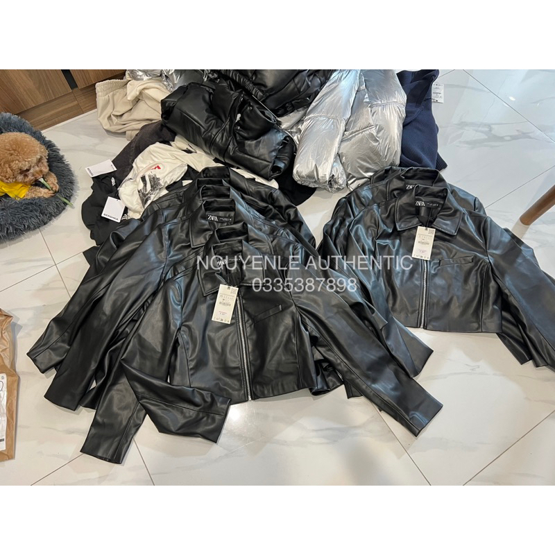 Áo da croptop Zara Authentic