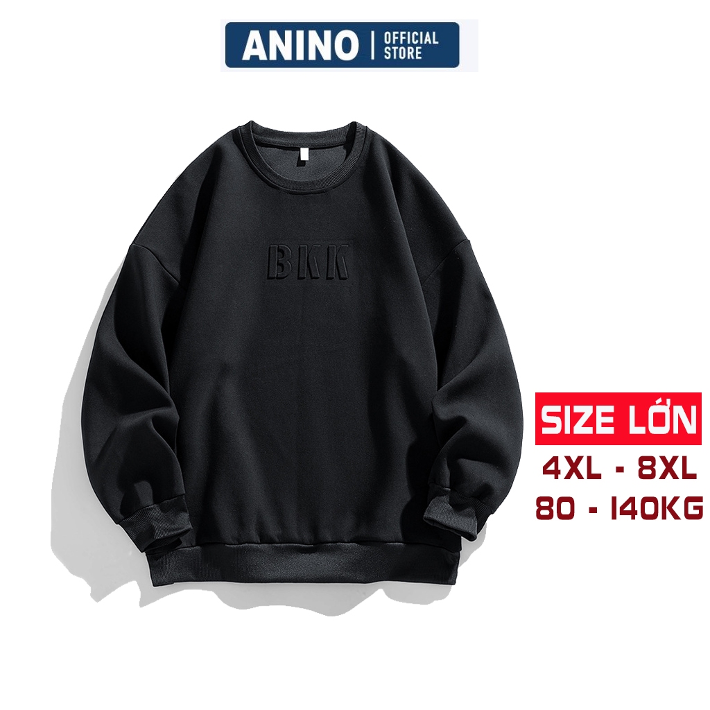Áo sweater nỉ nam big size hàng cao cấp dày dặn cho người béo,mập 80 -140kg