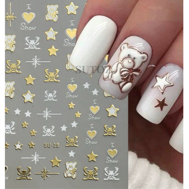 Sticker dán móng tay / Miếng dán trang trí móng tay cao cấp hoạ tiết noel