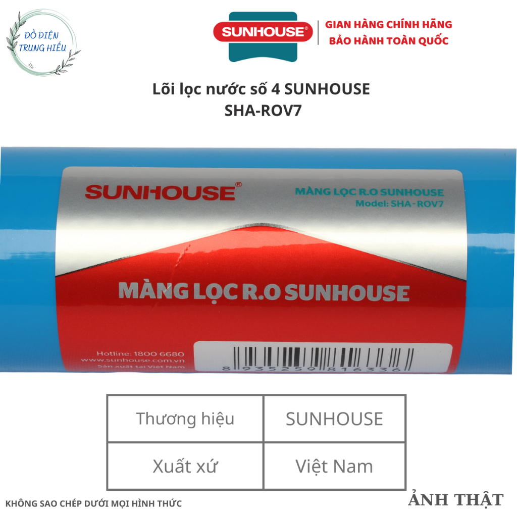 Lõi lọc nước số 4 SUNHOUSE SHA-ROV7 - Lõi lọc nước RO Hàng Chính Hãng