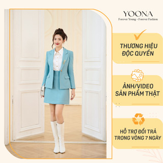 Set bộ công sở gồm áo khoác dài tay chiết ly eo phối chân váy ngắn YOONA - YD15A203