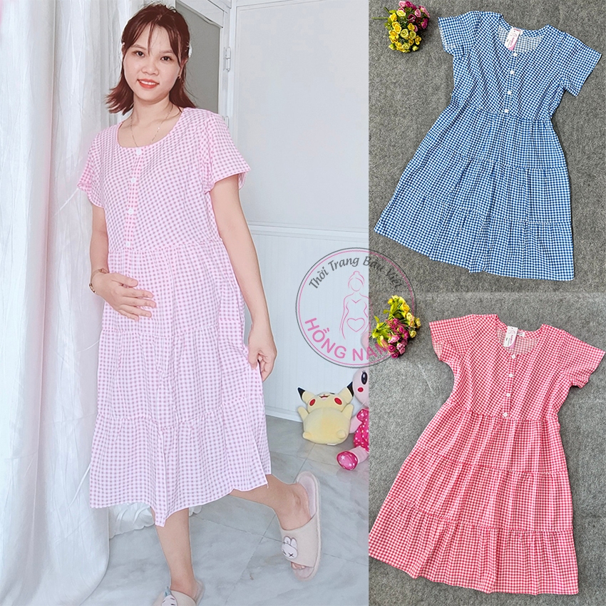 Đầm bầu cho con bú sau sinh dáng babydoll mặc nhà, đi chơi