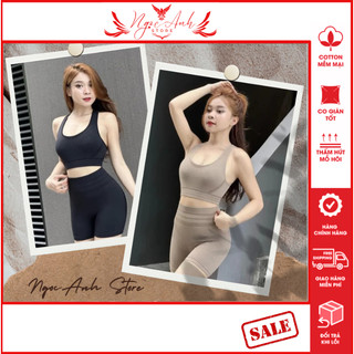 Sét quần áo tập Gym Yoga nữ áo 3 lỗ có mút ngực quần Legging nâng mông_Ngọc Anh Store