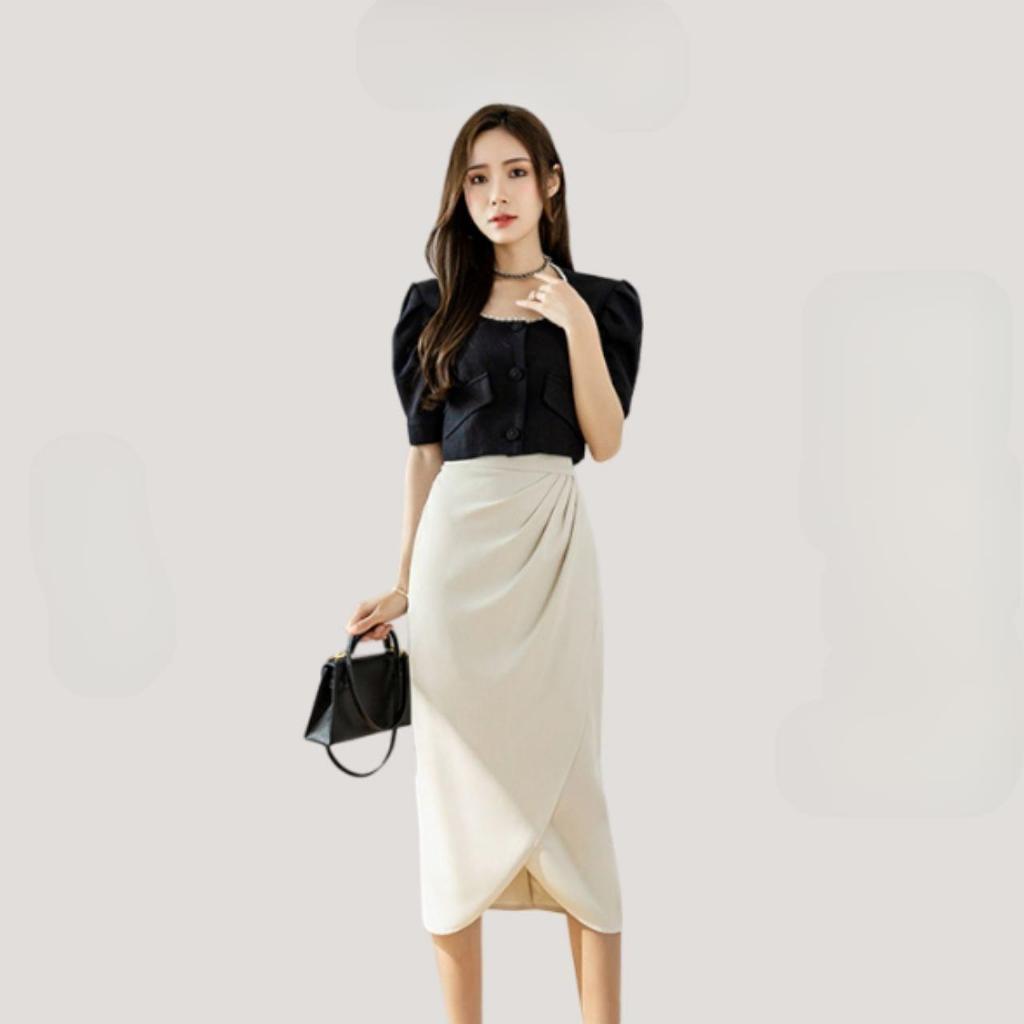 Chân Váy Phong Cách Công Sở Hàng Thiết Kế Cao Cấp CV01 Xếp Ly Eo Dáng Mới