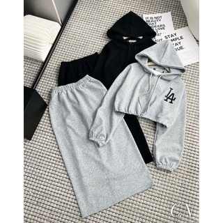 Sét áo nỉ mũ chữ+chân váy