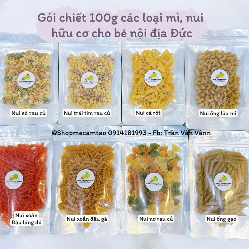 Gói chiết 100g Mì - Nui hữu cơ Bio cho bé ăn dặm nội địa Đức