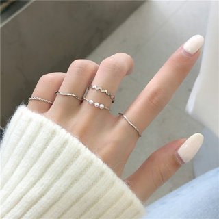 Set nhẫn 5 chi tiết phối ngọc siêu xinh cho nữ