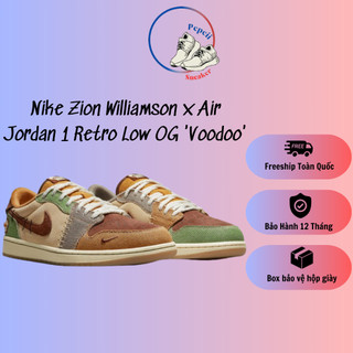 Giày thể thao Air Jordan 1 Retro Low OG Zion Williamson Voodoo, Giày Sneaker Nam Nữ jd travis xanh nâu PepCii Sneaker