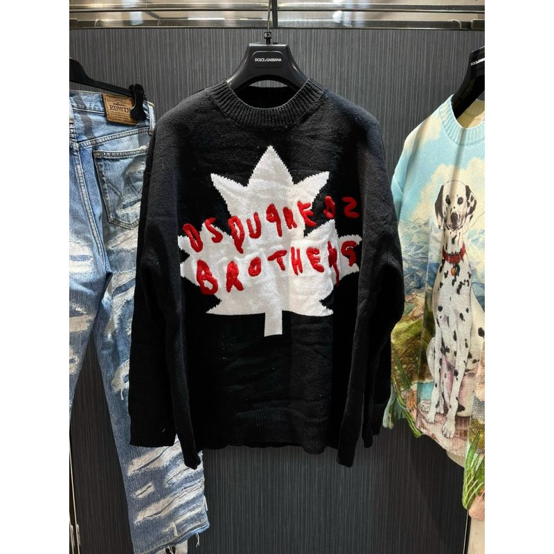Áo Sweater len - DSQ - dsq2 brothers logo lá 2 màu new 2023