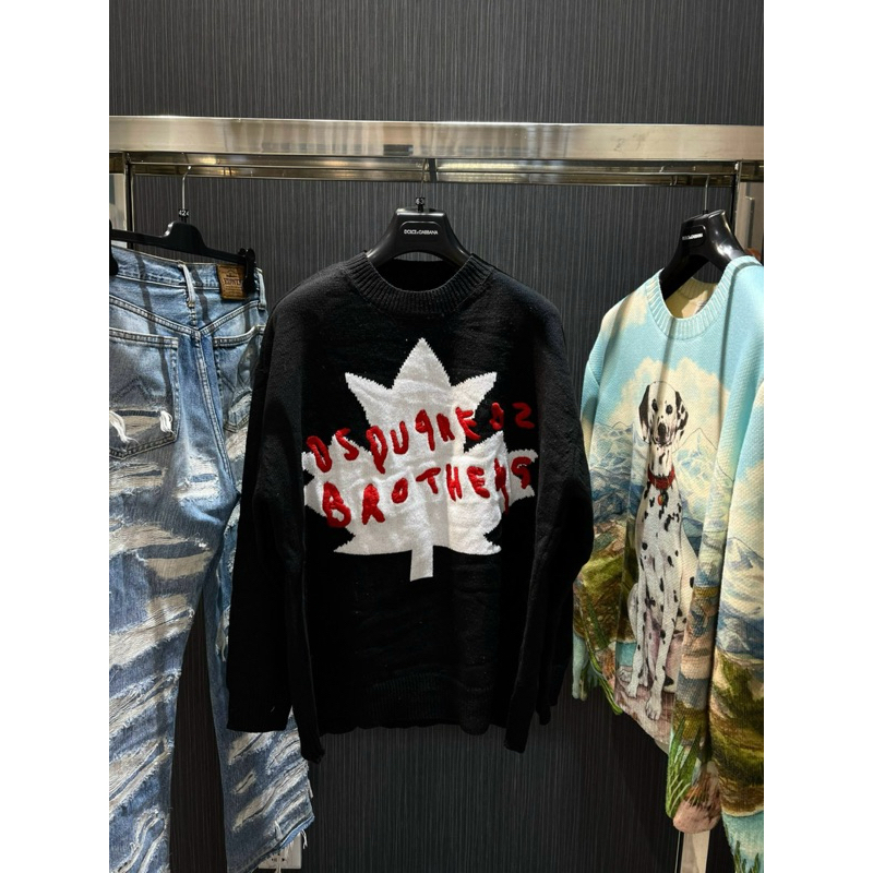 Áo Sweater len - DSQ - dsq2 brothers logo lá 2 màu new 2023