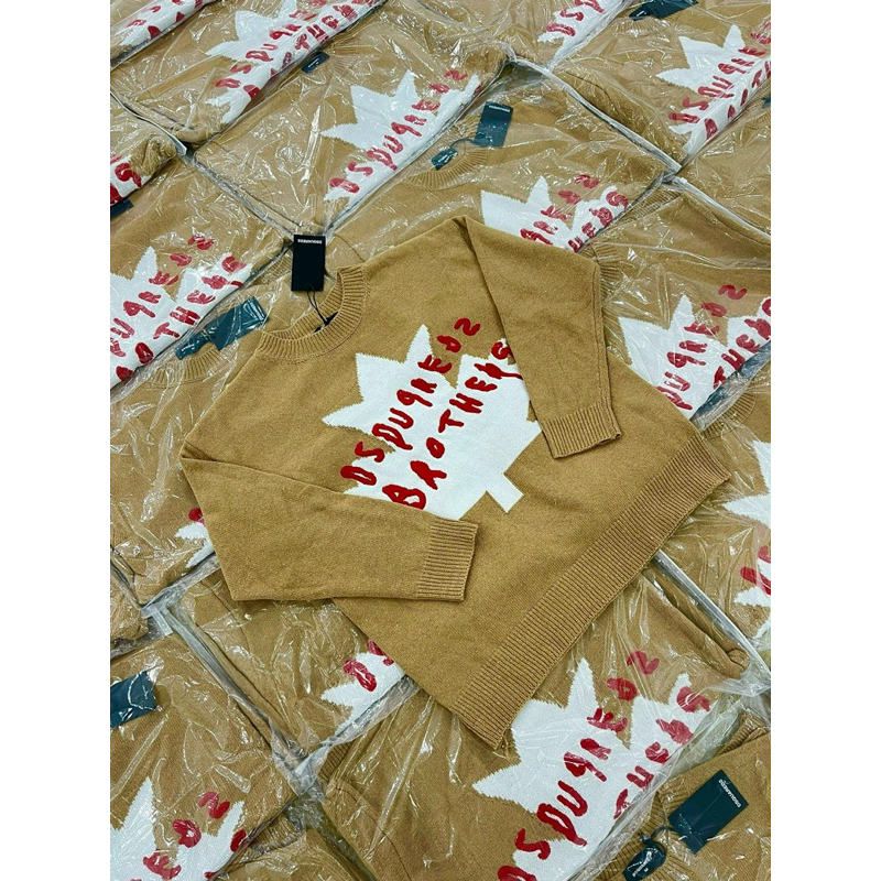 Áo Sweater len - DSQ - dsq2 brothers logo lá 2 màu new 2023