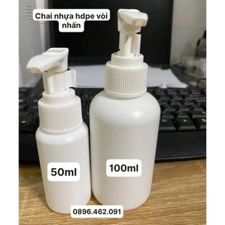 Chai nhựa hdpe trắng sữa 50ml/100ml đi kèm vòi nhấn