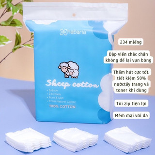 Bông tẩy trang cừu habaria - habaria sheep cotton 234 miếng