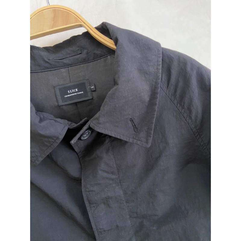 Áo khoác trench coat M470 màu đen dáng dài kiểu cài cúc giấu chất vải dù 2 lớp dày dặn 2hand Hàn si ảnh thật