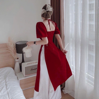 (SHOP NÀNG BÉO BIGSIZE 50KG ĐẾN 90KG) set áo dài yếm không nơ cột dây