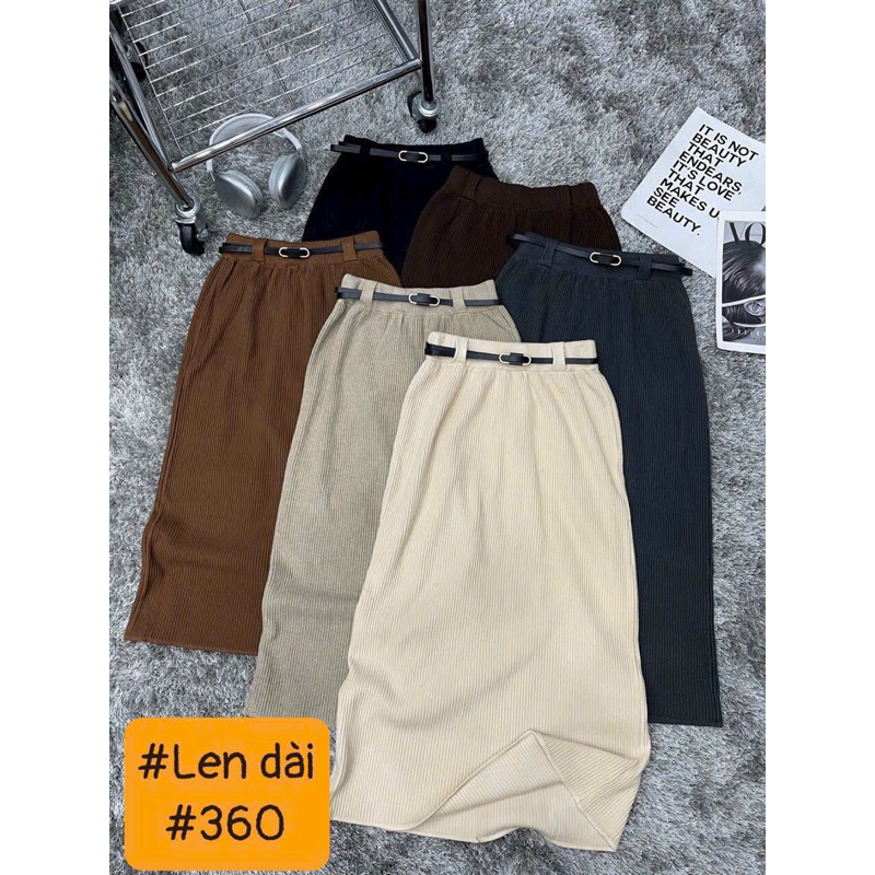 CHÂN VÁY LEN TĂM NHÍ KÈM ĐAI DA THIẾT KẾ MỚI 2023 #360