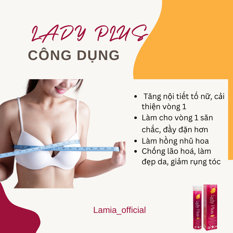 Viên nở ngực LADY PLUS GOLD  tăng vòng 1 hồng nhũ hoa hiệu quả an toàn hộp 20 viên
