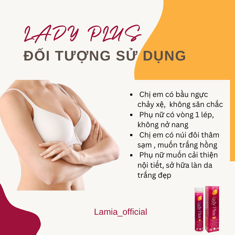 Viên nở ngực LADY PLUS GOLD  tăng vòng 1 hồng nhũ hoa hiệu quả an toàn hộp 20 viên