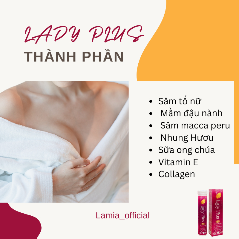 Viên nở ngực LADY PLUS GOLD  tăng vòng 1 hồng nhũ hoa hiệu quả an toàn hộp 20 viên