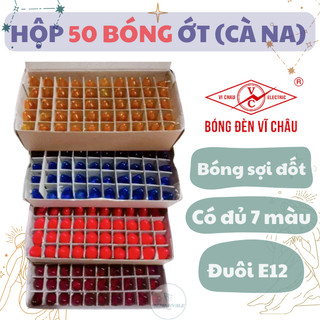 Đèn trái ớt, bóng cà na, quả nhót E12 có đủ 7 màu đỏ, đỏ đục, vàng trong, vàng, xanh lá, xanh dương, cam