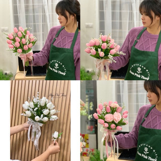 Hoa cưới cầm tay cô dâu bằng lụa cao cấp