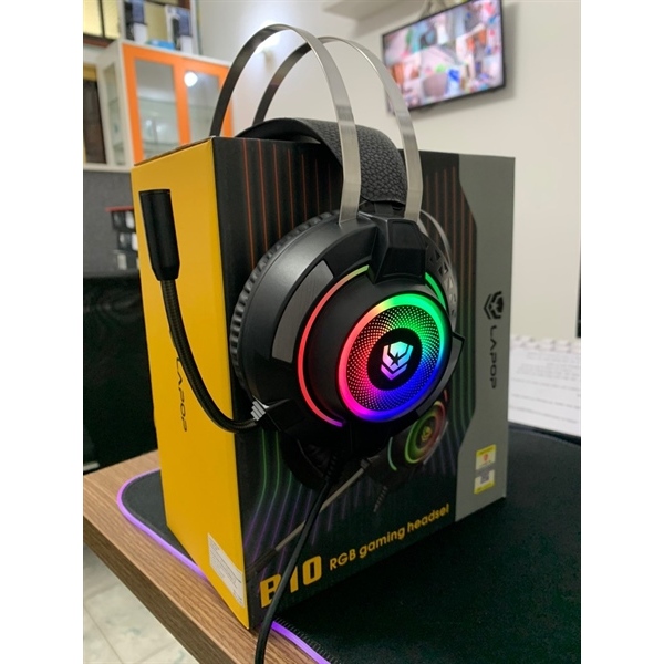 TAI NGHE CHUYÊN GAME LED LAPOP B10 CÓ MIC Không rung Màu Đen