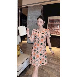 Đầm dự tiệc, công sở hàng nhập lụa họa tiết - Váy suông dạo phố