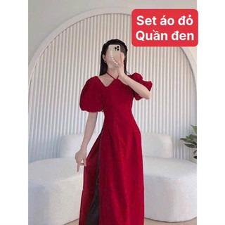 (SHOP NÀNG BÉO BIGSIZE 50KG ĐẾN 90KG) set áo dài yếm không nơ cột dây