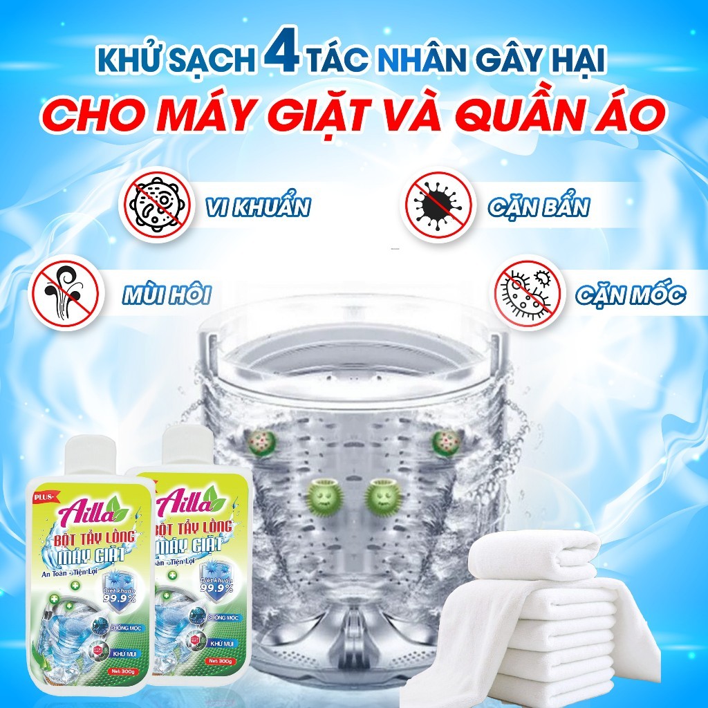 Combo 3 Chai Tẩy Lồng Máy Giặt Ailla, Vệ Sinh Lồng Máy Giặt, Loại Nhanh Nấm Mốc, Cặn Bẩn Bên Trong Máy