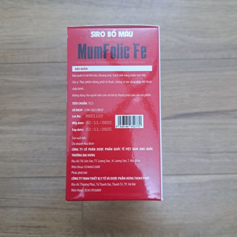 Siro Bổ máu Hemopolyn MumFolic Fe Hemopolyn Ironmelt Homomum Ferratum_Bổ sung sắt, acid folic, giảm nguy cơ thiếu máu.